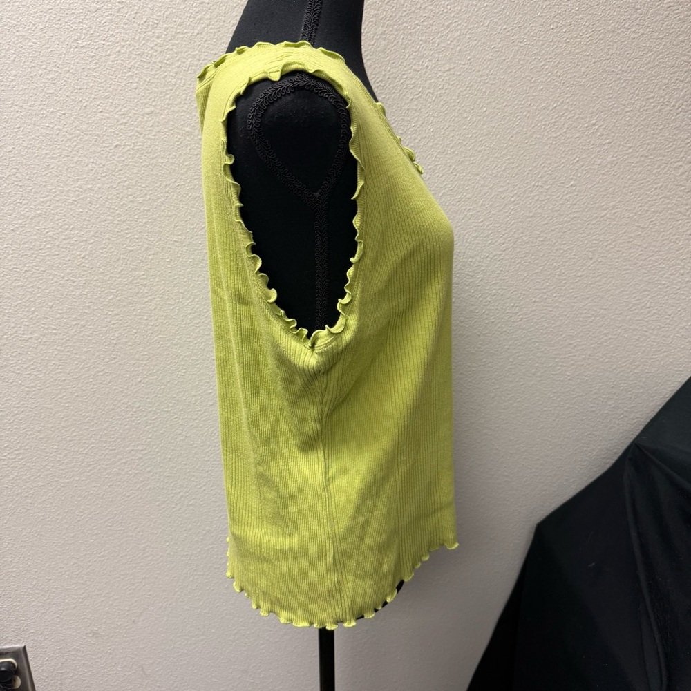 Josephine Chaus Sport Lime Green Ribbed Tank XL Cotton - Picture 5 of 9